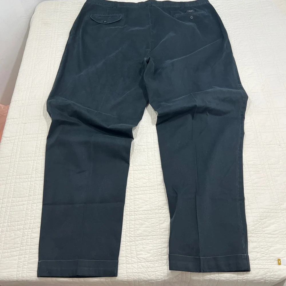 Polo Ralph Lauren Hammond Pant Mens 46/34 Black Pleated Cuffed Chino Pants